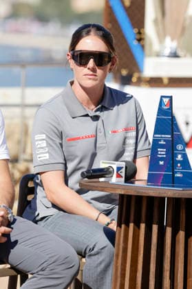 THE LOUIS VUITTON 38TH AMERICA™S CUP PRELIMINARY REGATTA, NAPLES Margherita Porro Luna Rossa 2 Helm During the press conference, PK, Pressekonferenz to present the teams at Castel dell™Ovo on 24 September 2026. _BPH3875 Copyright: xAntonioxBalascox