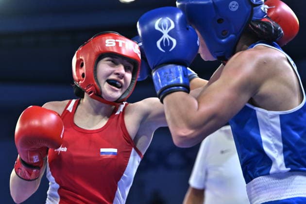RECORD DATE NOT STATED 2026 European Boxing Elite Championship Sofia SOFIA, BULGARIA SEPTEMBER 24: Anastasiia Kool (Red) of Russia in action against Sara Cirkovic (Blue) of Serbia during their Elite Women s 54kg Semifinal match at the 2026 European Boxing Elite Championships at the Asics Arena Sports Hall in Sofia, Bulgaria, on September 24, 2026. Sofia Bulgaria  Copyright: xArturxWidakx originalFilename:widak-2026euro260924_nphMj.jpg