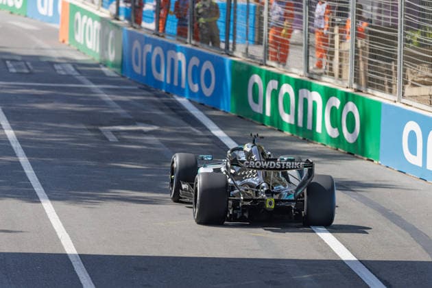 Formula 1 Azerbaijan Grand Prix, Baku, Thursday, September 24, 2026 George Russell 63, Mercedes AMG Petronas F1 Team Formula 1 Azerbaijan Grand Prix, Baku, Thursday, September 24, 2026 Copyright: xBEAUTIFULxSPORTS Erlhofx