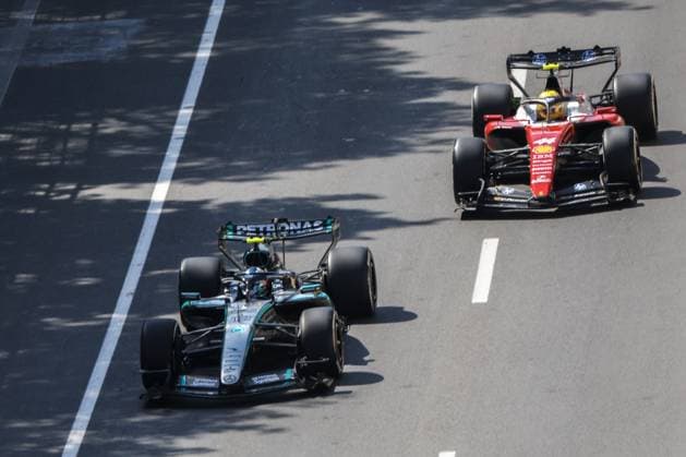 24.09.2026. Azerbaijan. Baku. Scuderia Ferrari HP and Mercedes-AMG PETRONAS Formula One Team team car during the free races of the Azerbaijan Formula 1 Grand Prix in Baku. Alexey Belkin NEWS.ru BelkinxAlexey
