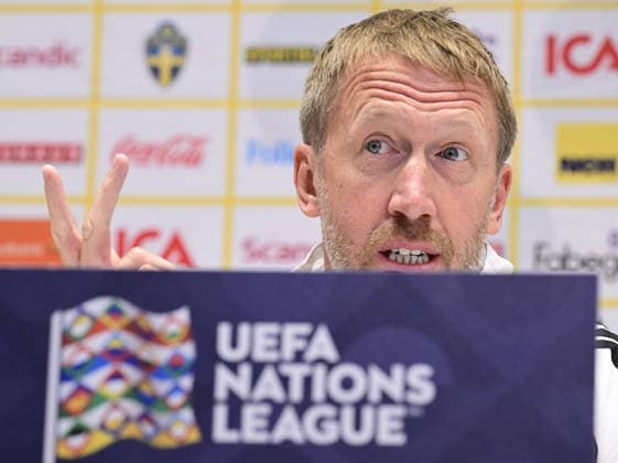 STOCKHOLM, SWEDEN 20260924 Victor Nilsson Lindelöf, soccer player, and Graham Potter, national team captain, during a press conference at Strawberry Arena ahead of Friday’s opening group match in the Nations League against Romania STOCKHOLM, SWEDEN x10030x  Copyright: xJonasxEkströmer TTx NATIONAL TEAM FOOTBALL PK
