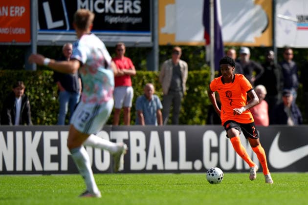 International Friendly, Länderspiel, Nationalmannschaft The Netherlands U19 v Belgium U19 Uden - Levi Haps of The Netherlands U19 dribbles during a 2026 2027 International Friendly match. The match is set between The Netherlands U19 and Belgium U19 at Sportpark Parkzicht on 24 September 2026 in Uden, Netherlands. (Hero Images Nick Koole) Copyright: xNickxKoolex