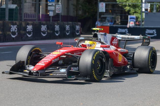 AZERBAIJAN, BAKU - SEPTEMBER 24, 2026: Scuderia Ferrari HP driver Lewis Hamilton is seen during a practice session for the 2026 Formula One Azerbaijan Grand Prix at the Baku City Circuit 2026 Formula One Azerbaijan Grand Prix  - ZUMAt113 20260924_zaa_t113_168 Copyright: xDanilxAikinx
