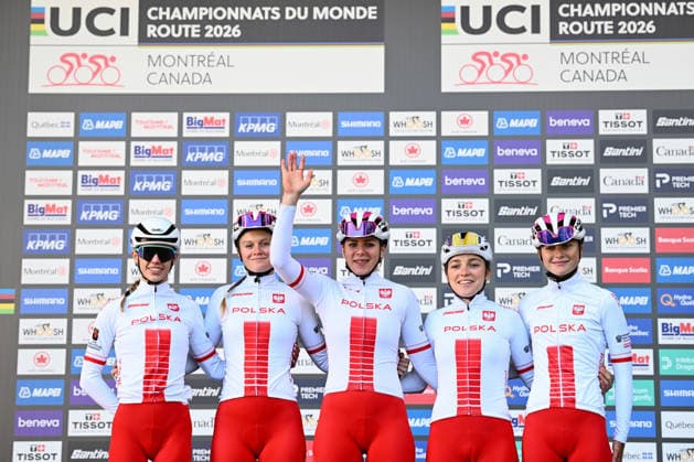 2026 UCI Road World Championships Picture by Simon Wilkinson SWpix.com - 24 09 2026 - Cycling - 2026 UCI Road World Championships - MontrÃ al, Canada - Women Under-23 Road Race - Poland - Laura Choma (Poland), Nadia Hartman (Poland), Malwina Mul (Poland), Urszula Sipko (Poland), Maja Tracka (Poland) MontrÃ al Avenue du Parc Canada Copyright: x xSWpix.comx(t axPhotographyxHubxLtd)xSimonxWilkinson SWpix.comx SWP-3521-2193