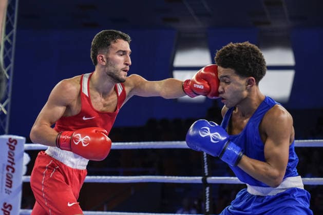 2026 European Boxing Championships in Bulgaria SOFIA, BULGARIA - SEPTEMBER 24: Semih Gumus (red) of Turkiye competes against Abdul Burton (blue) of the United Kingdom in the men s 55kg category during the 2026 European Boxing Championships at Asics Arena in Sofia, Bulgaria, on September 24, 2026. Osmancan Gurdogan Anadolu Sofia Bulgaria. Editorial use only. Please get in touch for any other usage.  Copyright: x2026xAnadoluxOsmancanxGurdoganx