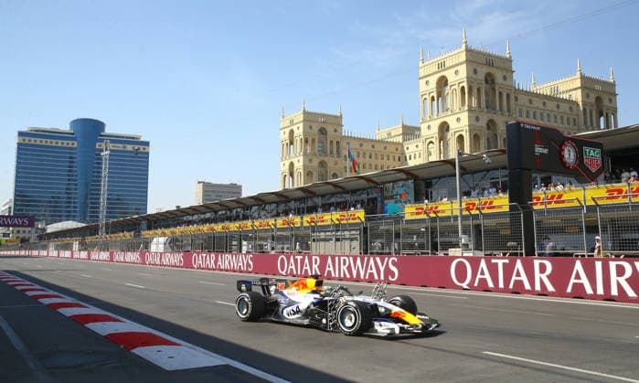 Formula 1 Azerbaijan Grand Prix BAKU, AZERBAIJAN - SEPTEMBER 24: Racing Bulls driver Arvid Lindblad takes part in the free practice session of the Azerbaijan Grand Prix, the 15th round of the 2026 Formula 1 World Championship, WM, Weltmeisterschaft at the Baku City Circuit in Baku, Azerbaijan on September 24, 2026. Resul Rehimov Anadolu Baku Azerbaijan. Editorial use only. Please get in touch for any other usage.  Copyright: x2026xAnadoluxResulxRehimovx
