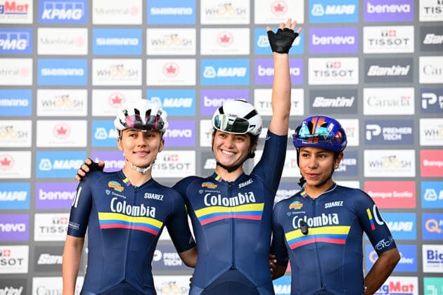2026 UCI Road World Championships Picture by Simon Wilkinson SWpix.com - 24 09 2026 - Cycling - 2026 UCI Road World Championships - MontrÃ al, Canada - Women Under-23 Road Race - Colombia - Natalia Garzon (Colombia), Angie Londono (Colombia), Juliana Londono (Colombia) MontrÃ al Avenue du Parc Canada Copyright: x xSWpix.comx(t axPhotographyxHubxLtd)xSimonxWilkinson SWpix.comx SWP-3521-2198