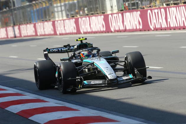Formula 1 Azerbaijan Grand Prix BAKU, AZERBAIJAN - SEPTEMBER 24: Mercedes driver Kimi Antonelli takes part in the free practice session of the Azerbaijan Grand Prix, the 15th round of the 2026 Formula 1 World Championship, WM, Weltmeisterschaft at the Baku City Circuit in Baku, Azerbaijan on September 24, 2026. Resul Rehimov Anadolu Baku Azerbaijan. Editorial use only. Please get in touch for any other usage.  Copyright: x2026xAnadoluxResulxRehimovx