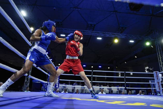 2026 European Boxing Championships in Bulgaria SOFIA, BULGARIA - SEPTEMBER 24, 2026: Turkish boxer Gizem Ozer (red) competes against French opponent Sthelyne Grosy (blue) during their women s 60kg semi-final bout at the 2026 European Boxing Championships at the Asics Arena in Sofia, Bulgaria, on September 24, 2026. Osmancan Gurdogan Anadolu Sofia Bulgaria. Editorial use only. Please get in touch for any other usage.  Copyright: x2026xAnadoluxOsmancanxGurdoganx