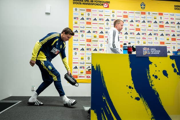 September 24, 2026: Victor Nilsson Lindelöf and Head Coach Graham Potter of the Swedish men’s national soccer team at a press conference on September 24, 2026 in Stockholm. Photo by Jesper Zerman, BILDBYRAN, code JZ JZ0759: soccer, football, fotball, Nations League, UEFA Nations League, press conference, Sweden, Sweden A, BBeng Copyright: JESPERxZERMAN BB260924JZ036