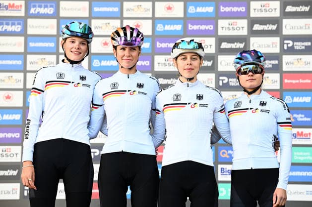 2026 UCI Road World Championships Picture by Simon Wilkinson SWpix.com - 24 09 2026 - Cycling - 2026 UCI Road World Championships - MontrÃ al, Canada - Women Under-23 Road Race - Germany - Justyna Czapla (Germany), Clara Jäger (Germany), Magdalena Leis (Germany), JoÃ«lle AmÃ lie Messemer (Germany) MontrÃ al Avenue du Parc Canada Copyright: x xSWpix.comx(t axPhotographyxHubxLtd)xSimonxWilkinson SWpix.comx SWP-3521-2205