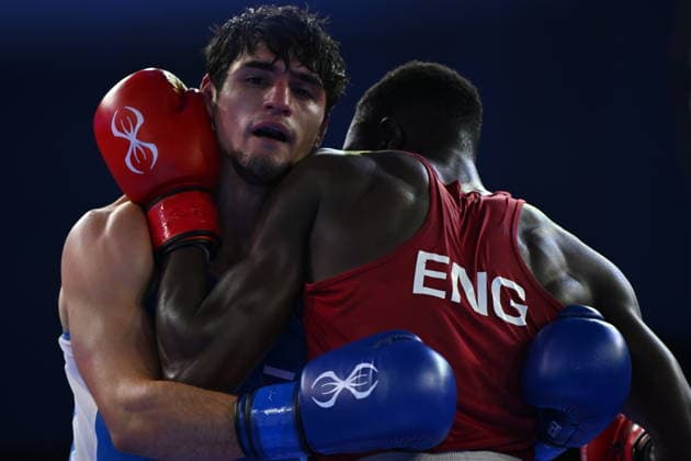 RECORD DATE NOT STATED 2026 European Boxing Elite Championship Sofia SOFIA, BULGARIA SEPTEMBER 24: Oladimeji Shittu (Red) of England in action against Cheerav Ashalaev (Blue) of Russia during their Elite Men s 80kg Semifinal match at the 2026 European Boxing Elite Championships at the Asics Arena Sports Hall in Sofia, Bulgaria, on September 24, 2026. Sofia Bulgaria  Copyright: xArturxWidakx originalFilename:widak-2026euro260924_np4B2.jpg
