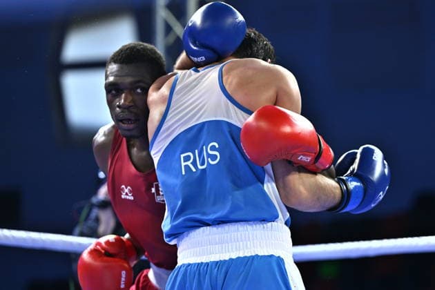 RECORD DATE NOT STATED 2026 European Boxing Elite Championship Sofia SOFIA, BULGARIA SEPTEMBER 24: Oladimeji Shittu (Red) of England in action against Cheerav Ashalaev (Blue) of Russia during their Elite Men s 80kg Semifinal match at the 2026 European Boxing Elite Championships at the Asics Arena Sports Hall in Sofia, Bulgaria, on September 24, 2026. Sofia Bulgaria  Copyright: xArturxWidakx originalFilename:widak-2026euro260924_npTRm.jpg