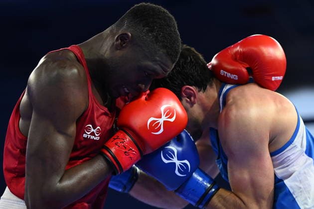 RECORD DATE NOT STATED 2026 European Boxing Elite Championship Sofia SOFIA, BULGARIA SEPTEMBER 24: Oladimeji Shittu (Red) of England in action against Cheerav Ashalaev (Blue) of Russia during their Elite Men s 80kg Semifinal match at the 2026 European Boxing Elite Championships at the Asics Arena Sports Hall in Sofia, Bulgaria, on September 24, 2026. Sofia Bulgaria  Copyright: xArturxWidakx originalFilename:widak-2026euro260924_npRDn.jpg