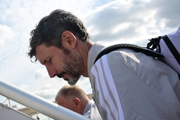 Belgium s head coach Mark van Bommel and his staff pictured at the departure of the Red Devils, the Belgian national soccer team, traveling from Brussels Airport in Zaventem towards Rome, Italy on Thursday 24 September 2026. The team is preparing for the opening game of the UEFA Nations League against Italy on Friday. DIRKxWAEM  x187682071x