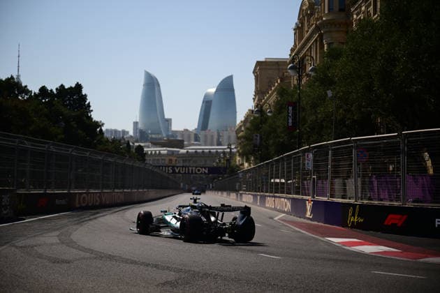 F1 Grand Prix of Azerbaijan - Practice George Russell of Mercedes-AMG Petronas drives during free practice at the Formula 1 Azerbaijan Grand Prix at the Baku City Circuit in Baku, Azerbaijan, on September 24, 2026. Baku Caucasus Azerbaijan  Copyright: xAndreaxDiodatox originalFilename:diodato-azerbaij260924_np1AB.jpg