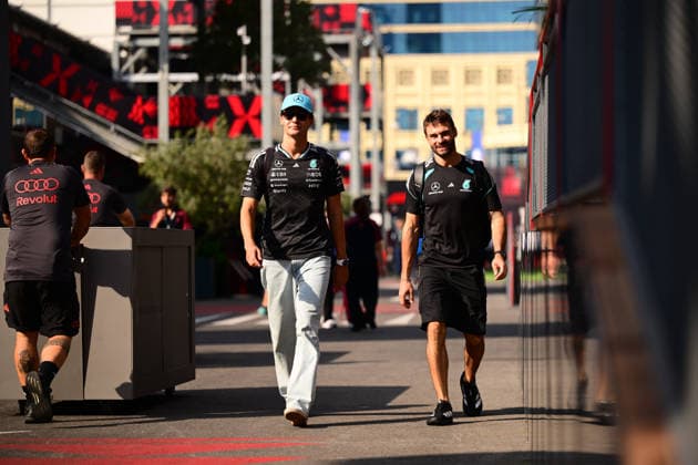 F1 Grand Prix of Azerbaijan - Practice George Russell of Mercedes-AMG Petronas drives during free practice at the Formula 1 Azerbaijan Grand Prix at the Baku City Circuit in Baku, Azerbaijan, on September 24, 2026. Baku Caucasus Azerbaijan  Copyright: xAndreaxDiodatox originalFilename:diodato-azerbaij260924_np3kN.jpg
