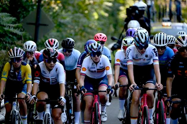 UCI 2026 Road World Championship, WM, Weltmeisterschaft Montreal 24 09 2026 MONTREAL, CANADA - SEPTEMBER 24 : illustration picture of the riders during the Women U23 cycling road race of the 2026 UCI Road World Championships 93th edition an UCI World Championships cycling race of 134 km with start in Montreal and finish in Montreal on September 24, 2026 in Montreal, Canada, 24 09 2026 ( Montreal Canada  Copyright: xZacxWilliamsx