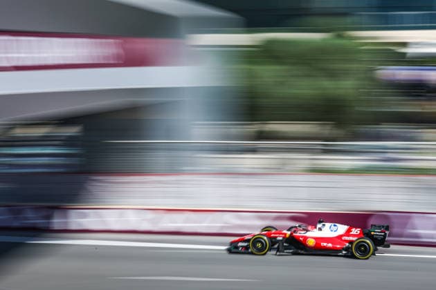 (260924) -- BAKU, Sept. 24, 2026 -- Ferrari s Charles Leclerc of Monaco competes during the practice session of the Formula One Azerbaijan Grand Prix at the Baku City Circuit in Baku, capital of Azerbaijan, Sept. 24, 2026. (Photo by Qian Jun Xinhua) (SP)AZERBAIJAN-BAKU-F1-GRAND PRIX 2026-PRACTICE ChenxJunfeng 