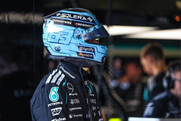 (260924) -- BAKU, Sept. 24, 2026 -- Mercedes George Russell of Britain is seen during the practice session of the Formula One Azerbaijan Grand Prix at the Baku City Circuit in Baku, capital of Azerbaijan, Sept. 24, 2026. (Photo by Qian Jun Xinhua) (SP)AZERBAIJAN-BAKU-F1-GRAND PRIX 2026-PRACTICE ChenxJunfeng 