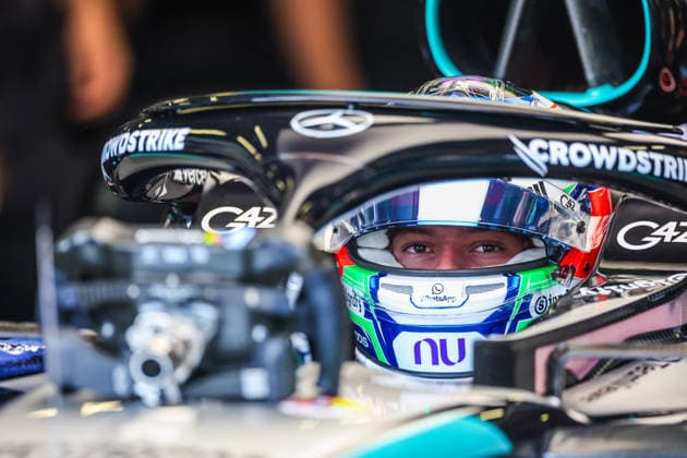 (260924) -- BAKU, Sept. 24, 2026 -- Mercedes Andrea Kimi Antonelli of Italy prepares before the practice session of the Formula One Azerbaijan Grand Prix at the Baku City Circuit in Baku, capital of Azerbaijan, Sept. 24, 2026. (Photo by Qian Jun Xinhua) (SP)AZERBAIJAN-BAKU-F1-GRAND PRIX 2026-PRACTICE ChenxJunfeng 