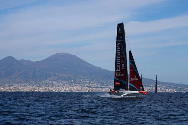 Emirates Team New Zealand during the practice race of the Louis Vuitton 38th America s Cup, Naples, Italy, September 24, 2026  Copyright: xAlessandroxGarofalo LaPressex