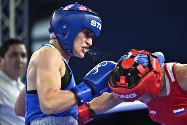 RECORD DATE NOT STATED 2026 European Boxing Elite Championship Sofia SOFIA, BULGARIA SEPTEMBER 24: Lenka Bernardova (Red) of the Czech Republic in action against Pihla Kaivo-oja (Blue) of Finland during their Elite Women s 54kg Semifinal match at the 2026 European Boxing Elite Championships at the Asics Arena Sports Hall in Sofia, Bulgaria, on September 24, 2026. Sofia Bulgaria  Copyright: xArturxWidakx originalFilename:widak-2026euro260924_np8le.jpg