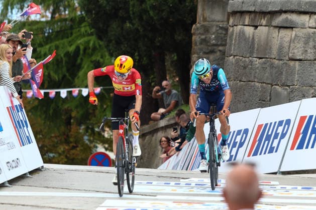 CRO Race 2026: Stage 3 Cyclists cross the finish line during the third stage of the CRO Race 2026, a 174.5-kilometre route from Krk to Labin on September 24, 2026 in Labin, Croatia. The six-stage race runs from September 22 to 27 across Croatia.  SreckoxNiketic PIXSELL
