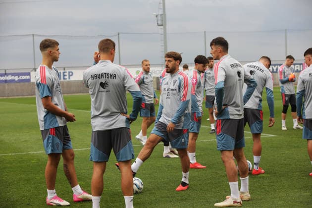 Croatia National Football Team: Training and press conference, PK, Pressekonferenz Luka Vuskovic, Nikola Vlasic and Ante Budimir of Croatia during training session of Croatia national football team on September 24, 2026 in Rijeka, Croatia.  GoranxKovacic PIXSELL