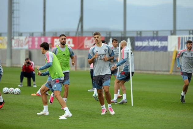 Croatia National Football Team: Training and press conference, PK, Pressekonferenz Dion Drena Beljo and Luka Vuskovic of Croatia during training session of Croatia national football team on September 24, 2026 in Rijeka, Croatia.  GoranxKovacic PIXSELL