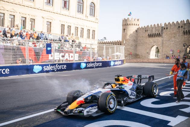 Formula 1 Azerbaijan Grand Prix - Second practice Session - Baku Racing Bulls driver Arvid Lindblad (41) crashes during the second practice session ahead of the Formula One Azerbaijan Grand Prix at the Baku City Circuit in Baku on September 24, 2026. Photo by Alexis Jumeau ABACAPRESS.COM Bakou  Copyright: xJumeauxAlexis ABACAx