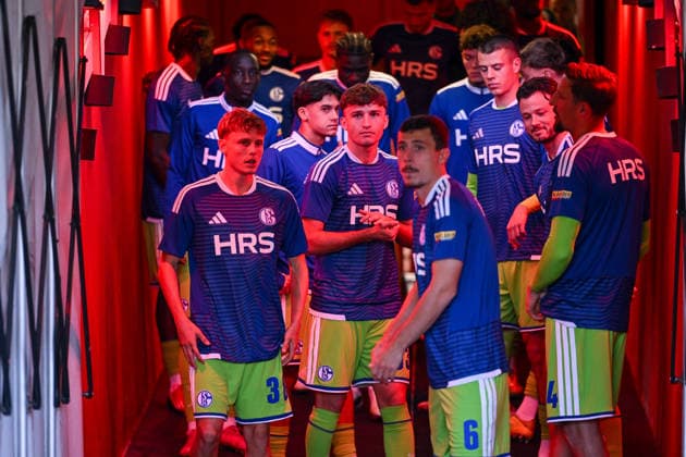 September 24, 2026, Soccer, 2026–2027 Season, Friendly Match, Rot-Weiß Oberhausen vs. FC Schalke 04, Player Tunnel: RWO – Luca Vozar (FC Schalke 04), Vitalie Becker (FC Schalke 04), Ron Schallenberg (FC Schalke 04), Oberhausen Stadium, Lower Rhine, North Rhine-Westphalia, Germany xRHR PHOTO YYx Copyright: KROEGER RHR-FOTOx RHR-FOTO YY