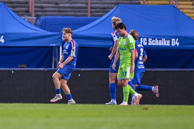 September 24, 2026, Soccer, 2026–2027 Season, Friendly Match, Rot-Weiß Oberhausen vs. FC Schalke 04, Timur Kesim of Rot-Weiß Oberhausen celebrates the goal that made it 2–0, xRHR PHOTO YYx Copyright: KROEGER RHR-FOTOx RHR-FOTO YY