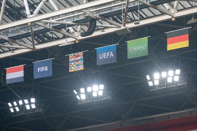 View of the flags for the Nations League match between the Netherlands and Germany, soccer, UEFA Nations League, Matchday 1, Group B, 2026–2027 season, September 24, 2026 Netherlands vs. Germany, Soccer, UEFA Nations League, Matchday 1, Group B, 2026–2027 season, September 24, 2026 Amsterdam Copyright: xEibner-Pressefoto ThomasxHaeslerx EP_THR