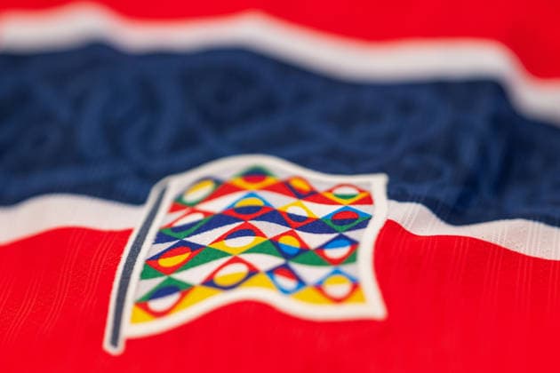 260924 The Nations League badge ahead of the soccer match between Norway and Denmark on September 24, 2026, in Oslo. Photo by Vegard Grott. BILDBYRAN code VG VG1005 bbeng soccer football fotball Nations League international match Norway Denmark genre  Copyright: VEGARDxGRoTT BB260924VG006