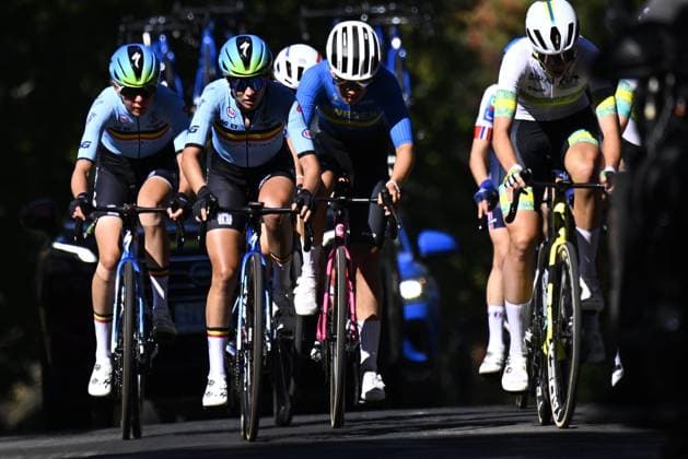 Belgian Lore De Schepper and Belgian Tess Moerman pictured in action during the Women™s U23 race (134km) at the cycling World Championship, WM, Weltmeisterschaft in Montreal, Canada, Thursday 24 September 2026. The UCI road world championships are taking place from 20 to 27 September, in Montreal, Canada. Belgian Lore De Schepper and Belgian Tess Moerman pictured in action during the Junior Men race (134km) at the cycling World Championship, in Montreal, Canada, Thursday 24 September 2026. The UCI road world championships are taking place from 20 to 27 September, in Montreal, Canada. ,%items the Junior Men race (134km) at the cycling World Championship, in Montreal, Canada, Thursday 24 September 2026. The UCI road world championships are taking place from 20 to 27 September, in Montreal, Canada. JASPERxJACOBS x0867746404stx