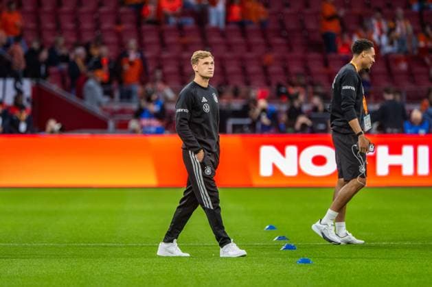 Soccer, Men s, 2026–27 Season, UEFA Nations League League A, Group 2, Matchday 1 in Amsterdam, Netherlands vs. Germany; from left: Joshua Kimmich (Germany) and Felix Nmecha (Germany) before the game, September 24, 2026, Copyright: xMatthiasxKochx