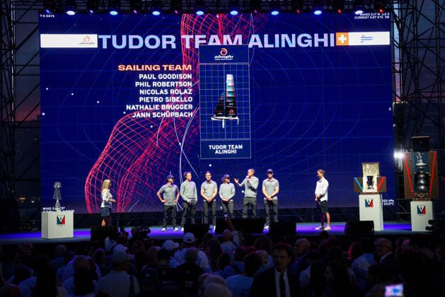 Tudor Team Alinghi Team Presentatione during the pre-regattas of the Louis Vuitton 38th America s Cup, Naples, Italy, September 24, 2026  Copyright: xAlessandroxGarofalo LaPressex