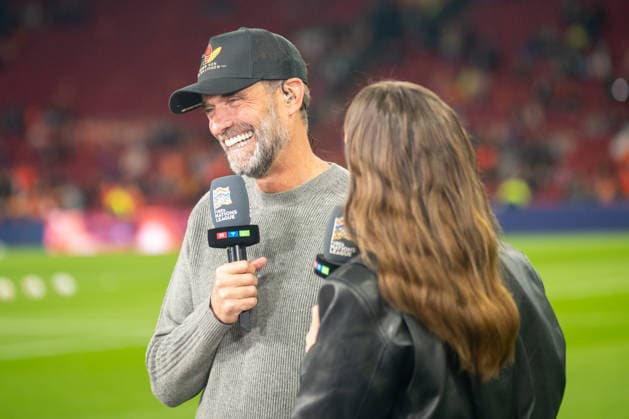 Jürgen Klopp, Germany s coach, is in good spirits. Before that, Laura Wontorra, reporter: Netherlands vs. Germany, soccer, UEFA Nations League, Matchday 1, Group B, 2026–2027 season, September 24, 2026, Netherlands vs. Germany, soccer, UEFA Nations League, Matchday 1, Group B, 2026–2027 season, September 24, 2026, Amsterdam Copyright: xEibner-Pressefoto ThomasxHaeslerx EP_THR