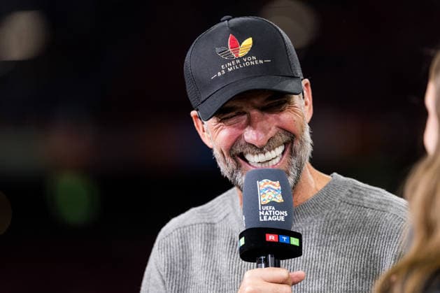 AMSTERDAM, NETHERLANDS - SEPTEMBER 24: Juergen Klopp (Head Coach Germany) laughing during tv interviews before the UEFA Nations League match between Netherlands vs. Germany at Johan Cruijff ArenA on matchday 1 of the UEFA Nations League on September 24, 2026 in Amsterdam, Netherlands. Netherlands Copyright: xSteffiexWunderlx
