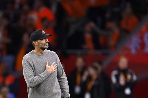 AMSTERDAM - Germany manager Jürgen Klopp with hand on his heart during the UEFA Nations League match between the Netherlands and Germany at the Johan Cruijff ArenA on September 24, 2026, in Amsterdam, the Netherlands. MAURICE VAN STEEN ANP UEFA Nations League 2026 27 xVIxANPxSportx xMauricexvanxSteenxIVx 569957868 originalFilename: 569957868.jpg