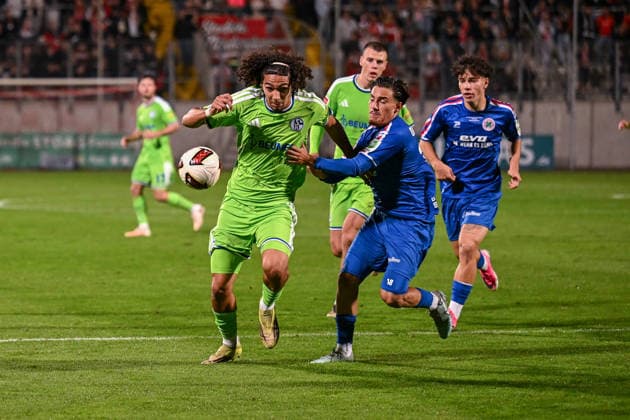 September 24, 2026, Soccer, 2026–2027 Season, Friendly Match, Rot-Weiß Oberhausen vs. FC Schalke 04, Amir El Abdouni (FC Schalke 04 U19), Hasan Onur (Rot-Weiß Oberhausen) xRHR PHOTO YYx Copyright: KROEGER RHR-FOTOx RHR-FOTO YY