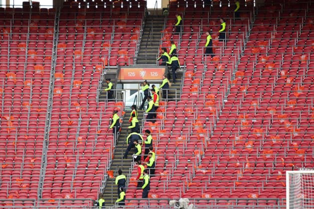 RECORD DATE NOT STATED 24th September 2026; Johan Cruyff Arena, Amsterdam, Netherlands; UEFA Nations League Football, Netherlands versus Germany; Some stewards prepare the stands before the match AnthonyxBenoit