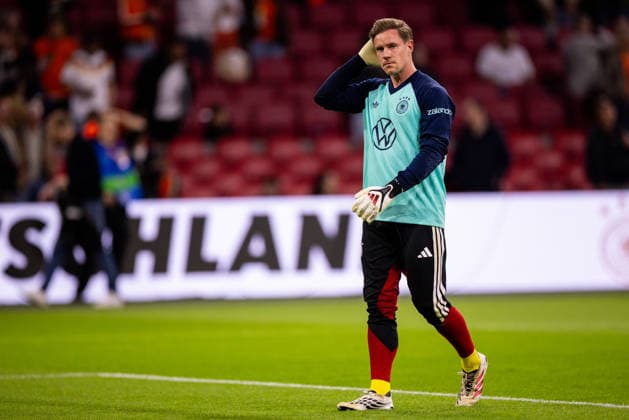 AMSTERDAM, NETHERLANDS - SEPTEMBER 24: Germany goalkeeper Marc Andre ter Stegen warms up prior to the UEFA Nations League 2026 27 group phase match between Netherlands and Germany at Johan Cruijff ArenA on September 24, 2026 in Amsterdam, Netherlands.  Copyright: xRenexNijhuis MBxMediax