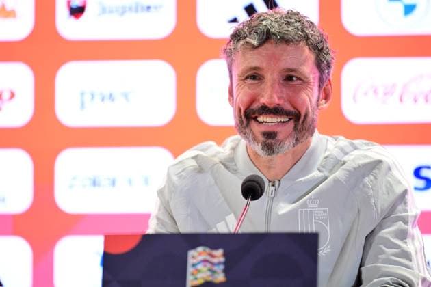 Belgium s head coach Mark van Bommel pictured during a press conference, PK, Pressekonferenz of the Red Devils, the Belgian national soccer team, in Rome, Italy on Thursday 24 September 2026. The team is preparing for the opening game of the UEFA Nations League against Italy on Friday. DIRKxWAEM  x0867756487stx