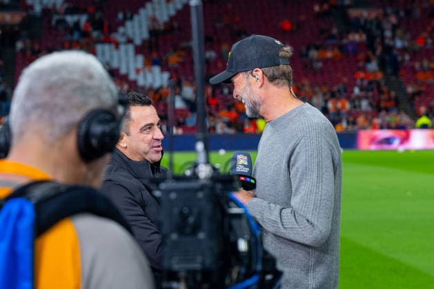 Soccer, Men s, 2026–27 Season, UEFA Nations League League A, Group 2, Matchday 1 in Amsterdam, Netherlands vs. Germany; from left: Xavi Hernandez, coach of the Netherlands, and Jürgen Klopp, coach of Germany, before the game, September 24, 2026, Copyright: xMatthiasxKochx