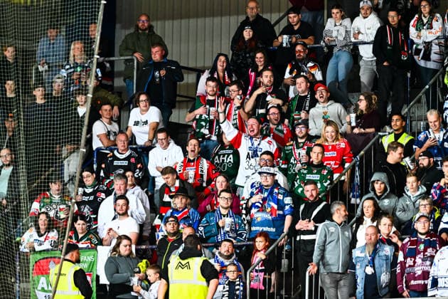 Fans of the Augsburger Panther, GER, Iserlohn Roosters vs. Augsburger Panther, ice hockey, Penny DEL, Matchday 3, 2026–2027 season, September 24, 2026, GER, Iserlohn Roosters vs. Augsburg Panthers, Ice Hockey, Penny DEL, Matchday 3, 2026–2027 Season, September 24, 2026, Iserlohn Copyright: xJonasxBrockmann Eibner-Pressefotx EP_JBN