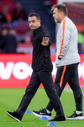September 24, 2026, Soccer, International Match, Netherlands vs. Germany, Kickoff of the 2026–2027 UEFA Nations League, Matchday 1, Johan Cruijff ArenA, Amsterdam, 2026–27 season. National team coach Xavi Hernandez (NED) gesturing on the field. DFB regulations prohibit any use of photographs as image sequences and or quasi-video. Netherlands