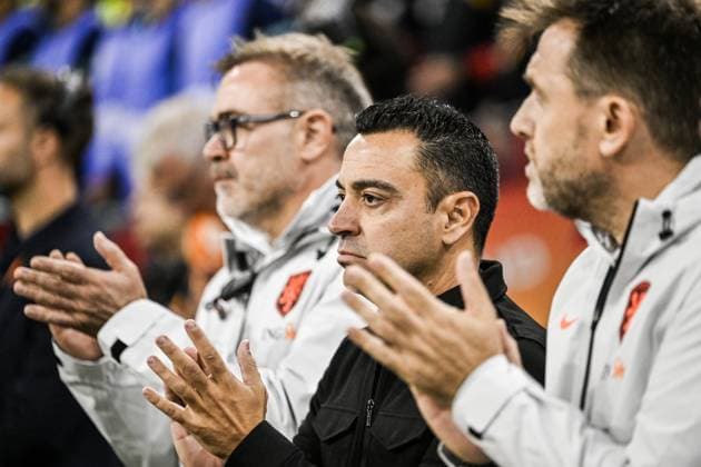 AMSTERDAM - Netherlands coach Xavi Hernandez and technical staff during the UEFA Nations League match between the Netherlands and Germany at the Johan Cruijff ArenA on September 24, 2026, in Amsterdam, the Netherlands. ANP OLAF KRAAK UEFA Nations League 2025 26 xVIxANPxSportx xxANPxIVx 569962812 originalFilename: 569962812.jpg