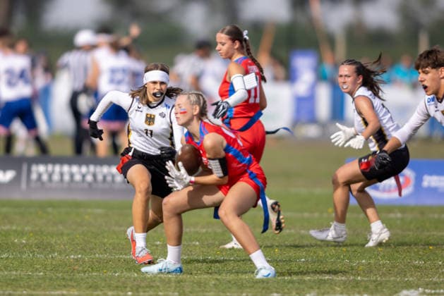 Czech Player catch the ball, U15 Mixed Germany vs Czech Republic IFAF European Youth Championships 2026, 24.09.2026 Lido Delle Nazioni Lido Delle Nazioni Italia Copyright: xPFA BjörnxKeckerx